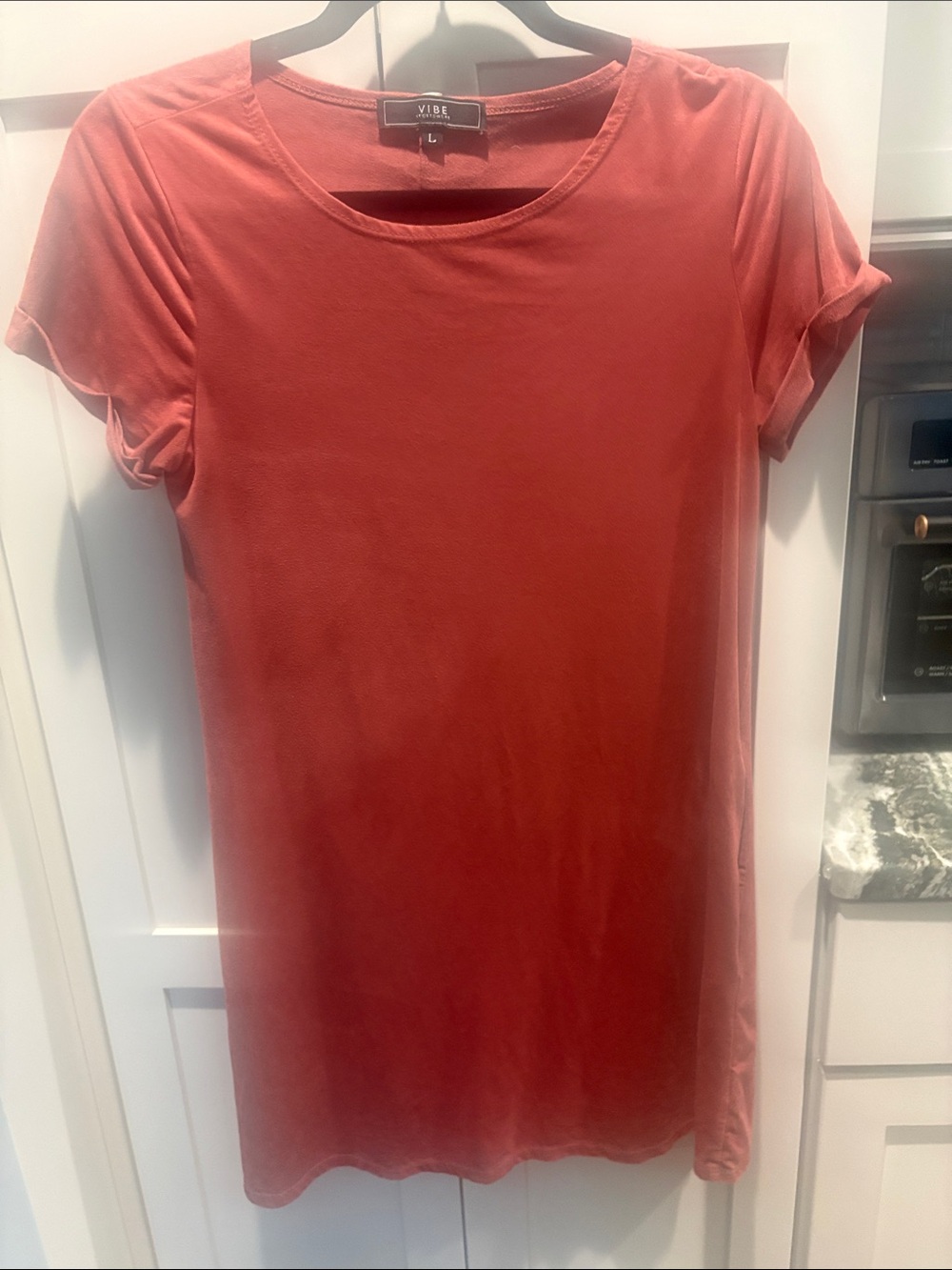 Vibe Coral Short Sleeve Mini Dress